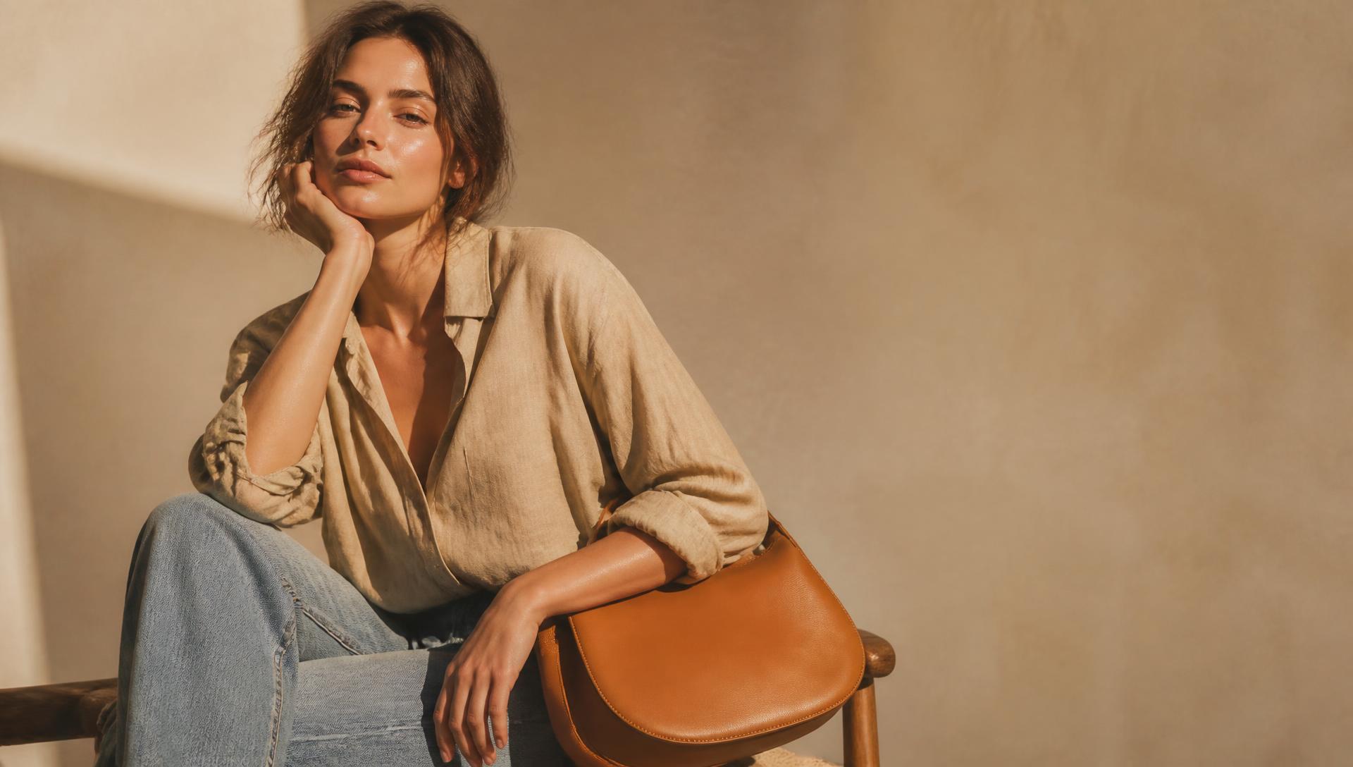 Editorial Freshday: lino, denim y cuero en tonos cálidos